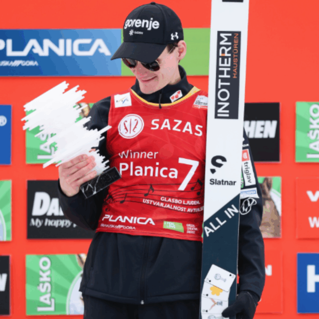 Domen Prevc je osvojil sestevek Planica 7 in prejel edinstven pokal