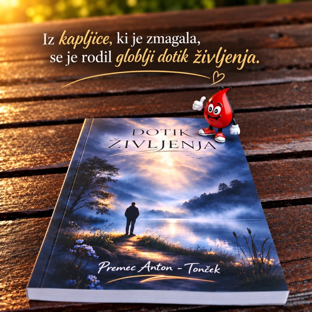 obesek Kapljica krvi in knjiga Dotik življenja